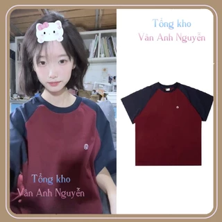 Áo Thun Baby Tee Đỏ phối chất cotton khô Áo Phông Tay Lỡ from siêu dẹp