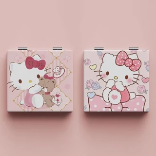 Gương Trang Điểm Mini Cầm Tay Hai Mặt Gấp Gọn Họa Tiết Hello Kitty Xinh Xắn