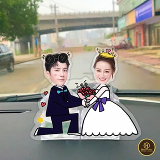 Mô hình standee lắc đầu Thegioipuzzle chạy pin ghép mặt theo yêu cầu chibi cute làm quà tặng, trang trí để bàn cặp đôi