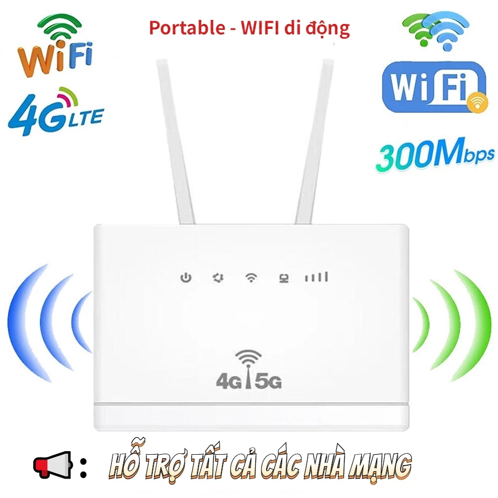 Bộ định tuyến 5G Bộ định tuyến thẻ SIM tốc độ 300Mbps - Hỗ trợ tất cả các nhà mạng Lắp SIM vào tận hưởng WIFI