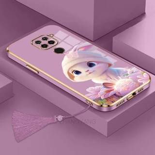 ốp lưng Redmi note 9 Ốp Điện Thoại Tpu Dẻo Mạ Màu Gradient In Hình Thỏ Kèm Dây Đeo Cho Redmi note 9