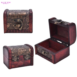 Lily Hot Bằng Gỗ Cổ Điển Kho Báu Ngực Gỗ Đồ Trang Sức Lưu Trữ Box Trường Hợp Tổ chức Nhẫn Uuu