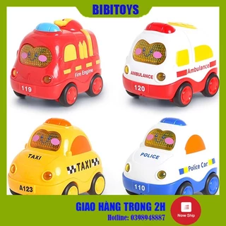 Ô tô đồ chơi quán tính chạy đà có nhạc có đèn gồm các xe cảnh sát, taxi, cứu hỏa cứu thương nhiều màu ngộ nghĩnh