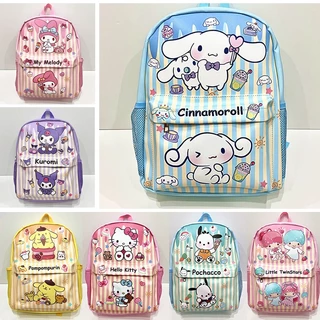 Ba Lô Đi Học Sức Chứa Lớn In Họa Tiết Hoạt Hình My Melody Kuromi Hellokitty Cinnamoroll Cho Bé Gái