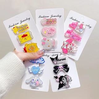 Kẹp tóc sanrio dễ thương bộ ba mảnh cô gái trái tim ngọt ngào siêu bất tử kẹp tóc miệng vịt