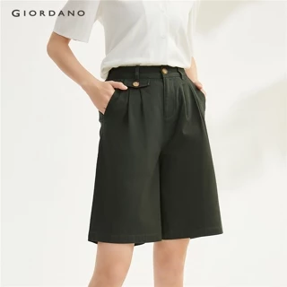 Quần short nữ GIORDANO 05403306 lưng thun xếp ly thời trang