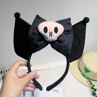 Halloween Skull Demon Sponge Kuromi Cartoon Hair Band Female Cute Cos Funny Face Wash Hair Card Bow Knot Hair Ornament Headband