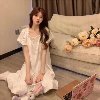 Đầm Ngủ Tay Ngắn Kiểu Công Chúa Dễ Thương Phong Cách Hàn Quốc Thời Trang Mùa Hè Cho Nữ XC3N