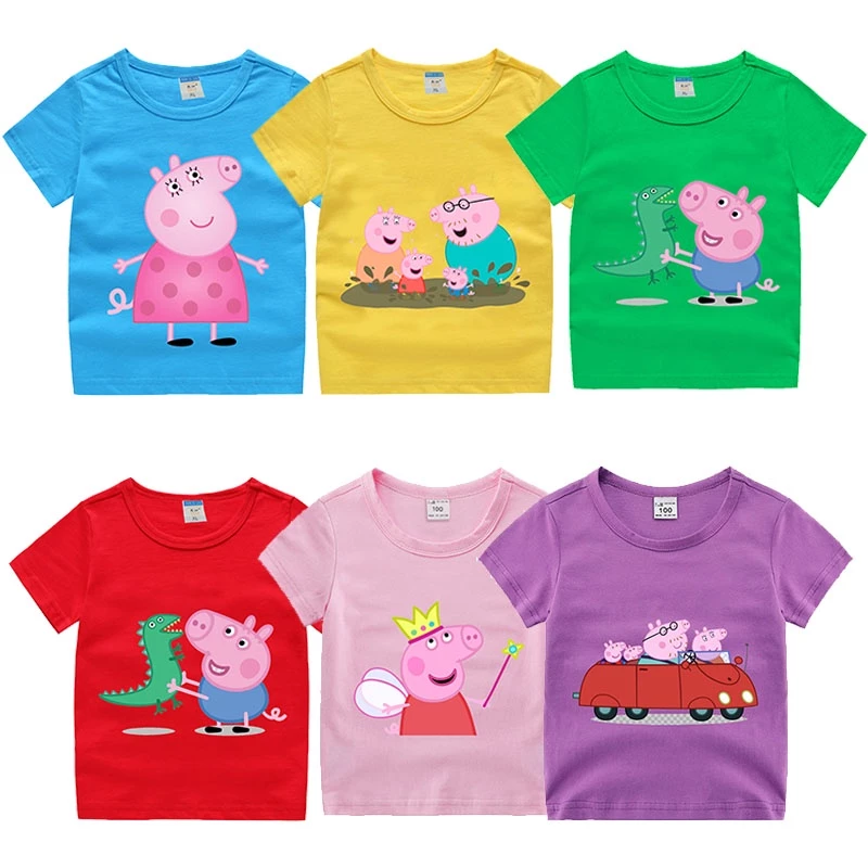 Áo Thun 100% Cotton In Hình Heo Peppa Dễ Thương Cho Bé