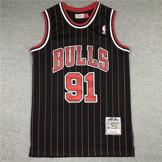 Áo Bóng Rổ NBA Jersey Số 91 Rodman Rodman Jersey 95-96 Đen