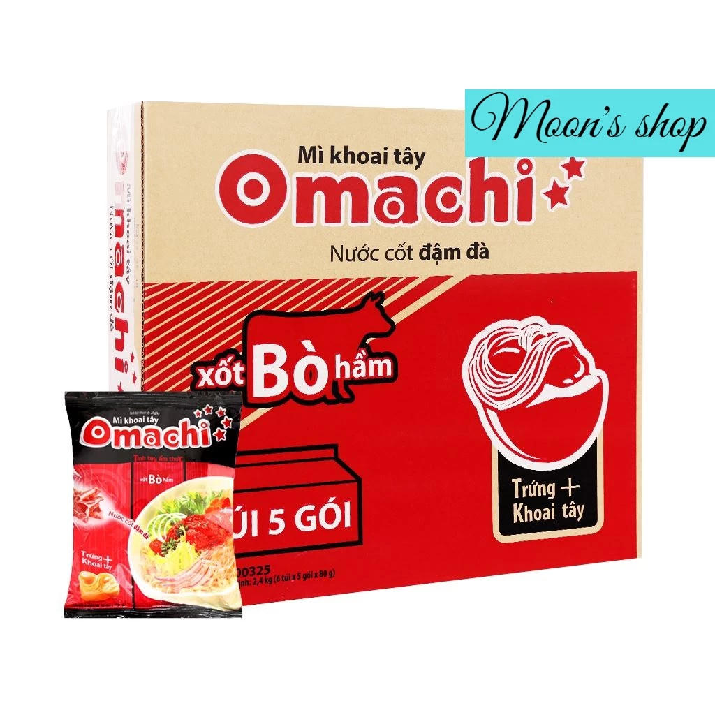 Thùng 30 Gói mì OMACHI Sườn hầm ngũ quả/Bò hầm 80g