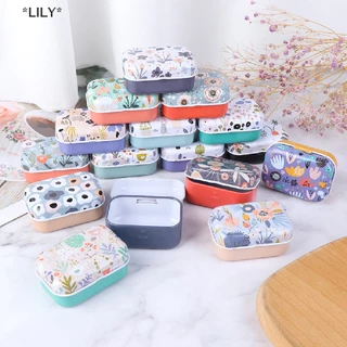 LILY Hoa nhỏ thiếc Đính Đồng Xu hộp lưu trữ đồ trang sức trường hợp tinplate hoa nhỏ uuu