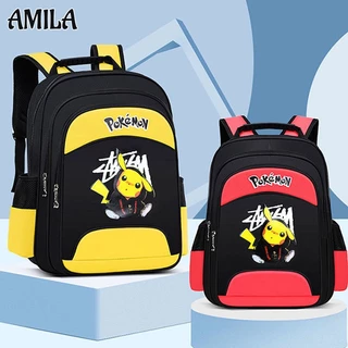 Ba lô đi học AMILA trọng lượng nhẹ hình Pikachu thời trang cho học sinh tiểu học