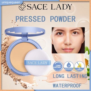 Sace Lady kiểm soát dầu bột lụa mềm Mist bột kéo dài không thấm nước Matte thiết lập bột 8G với Puff với gương Uni