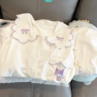 Bộ Đồ Ngủ Hai Mảnh Áo Thun In Hình Sanrio Kuromi Cinnamoroll Pochacco Hello Kitty Nhật Bản Hàn Quốc 2023 Dễ Thương Thời Trang Mùa Hè Cho Nữ [GM]