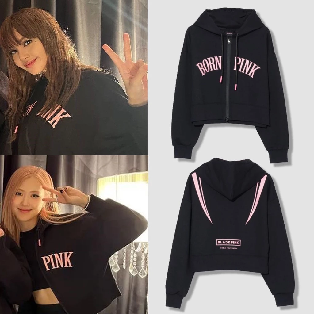 Áo Hoodie Form Rộng Có Khóa Kéo Hình LISA ROSE KPOP BLACKINK BORN World Tour Japan Tokyo Dome Concert