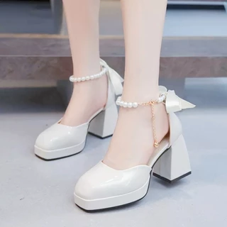 Giày sandal đúp nữ quai ngọc gót vuông 10cm, giày bít gót đế TPR cao cấp ZINZIN868