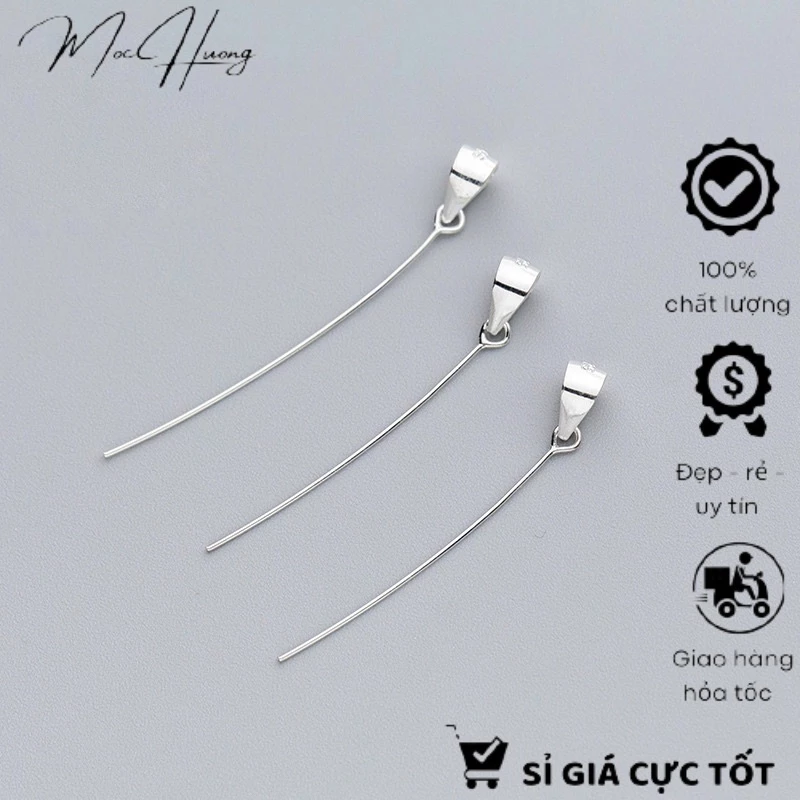 [S925] Móc bạc mặt dây chuyền dạng dây dài 3cm - TH050 MOCHUONG JEWELRY
