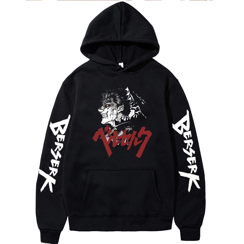 Nhật bản anime hoodies áo khoác nữ manga berserk guts áo chui đầu đồ họa in hoody thường có mũ trùm đầu quần áo hiphop thời trang dạo phố