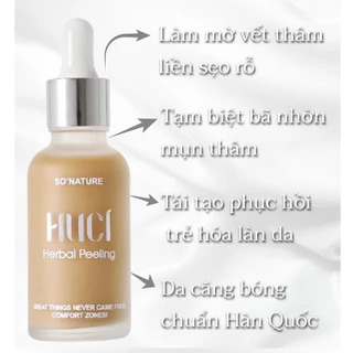 Tinh Chất  Serum HUCI Herbel Peeling Xóa Mụn Thâm, Chân Nám Tàn Nhang, Sẹo Rỗ Nâu Lăm, Se Khít Lỗ Chân Lông 30ml