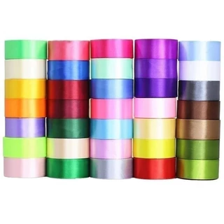 Cuộn Dây Ruy Băng Một Mặt Bằng Vải Satin 40mm 25 Yards Màu Sắc Dùng Để Trang Trí Giáng Sinh