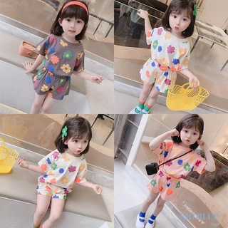 Set Đồ Mùa Hè Hai Món Gồm Áo Tay Cộc Và Quần Hoa Siêu Dễ Thương Cho Bé Gái