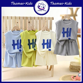 [THOMAS Kids] 2023 Sét đồ sát nách bé trai mùa hè chất thun tổ ong thoáng mát thấm hút mồ hôi hàng