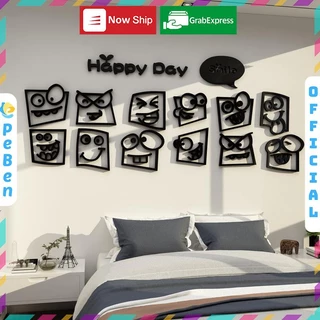 Tranh mica EPeBen dán tường nổi 3d hình Happy Day decor trang trí Quán Cafe, Trà Sữa