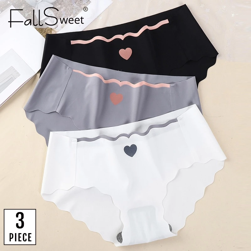 FallSweet Bộ 3 Quần Lót Lụa Lạnh Không Đường May Dễ Thương Cho Bạn Gái