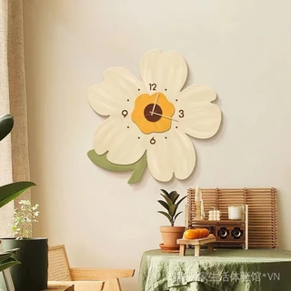 Simple wall hanging clock clock hanging wall guest restaurant creative flower bedroom pastoral style room decoration mute clock XXDR