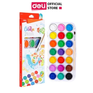 [HỌA CỤ DELI] Màu nước dạng nén Deli 8 12 21 màu phiên bản mới Water color kèm cọ vẽ chuyên nghiệp