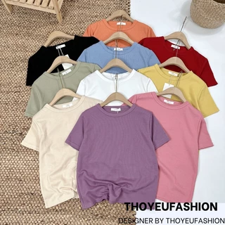 Áo thun trơn nữ chất tăm form vừa Thoyeufashion Áo phông cộc tay trơn cổ tròn basic M6666