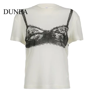 DUNEA Áo Thun Nữ In Họa Tiết Bodice Thời Trang