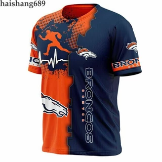 Áo thun nam mùa hè Denver Broncos cổ tròn tay ngắn thể thao hàng đầu