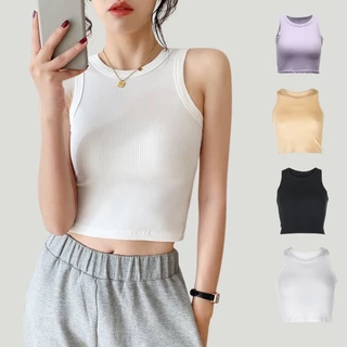 Áo Croptop Nữ sát nách, Vải Cotton thun tăm co giãn 4 chiều, Mềm Mát mùa hè AB56