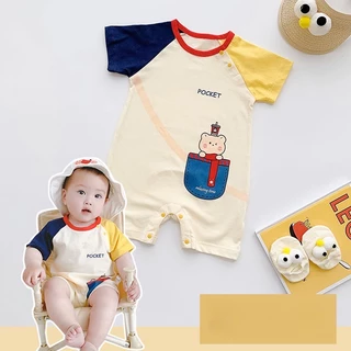 Bộ Áo Liền Quần Tay Ngắn Chất Liệu Cotton Thời Trang Mùa Hè 2023 Cho Bé Sơ Sinh