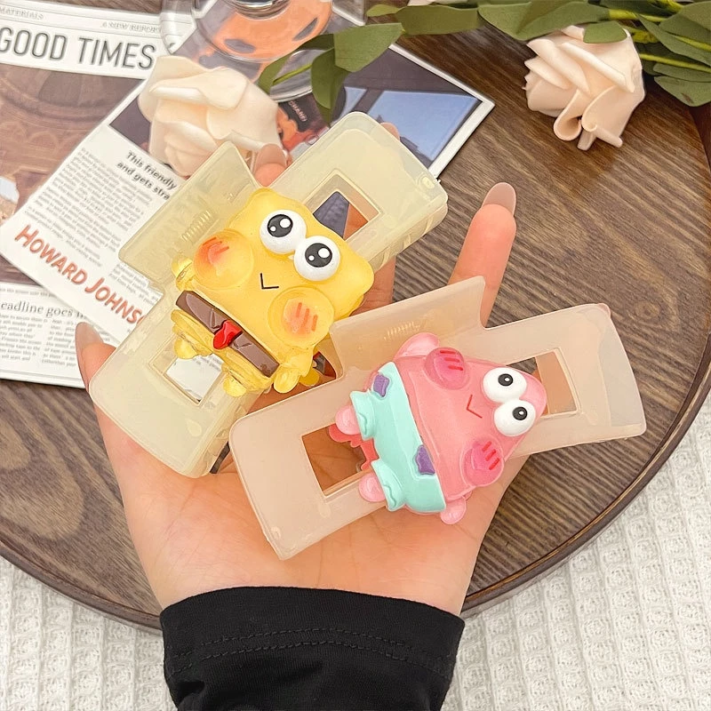 Kẹp Tóc Hoạt Hình SpongeBob 2023 Dạng Thạch Trong Suốt Ba Chiều