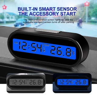 Đồng hồ ô tô Nhiệt kế kỹ thuật số Đồng hồ thời gian 2 trong 1 Đồng hồ tự động Đèn nền LCD phát sáng Màn hình kỹ thuật số Phụ kiện tạo kiểu xe hơi