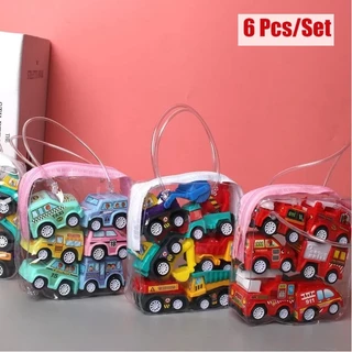 Set 6 Mô Hình Xe Hơi Kéo Lưng Mini Bằng Nhựa Vui Nhộn Cho Bé