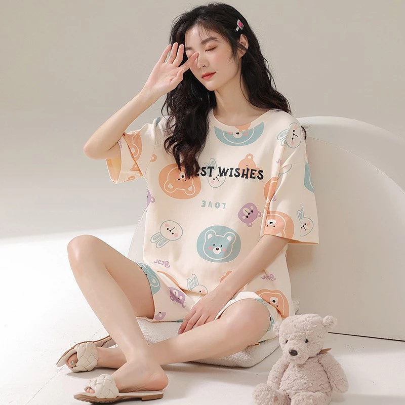 Bộ Đồ Ngủ Cotton Tay Ngắn Phong Cách Mới 2023 COV0 Thời Trang Mùa Hè Cho Nữ