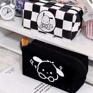 Dễ Thương Checkerboard Hộp Đựng Bút Chì Pachacco Kuromi Dung Tích Lớn Canvas Sinh Viên Di Động Túi Đựng Bút Túi Bảo Quản Văn Phòng Phẩm Hộp