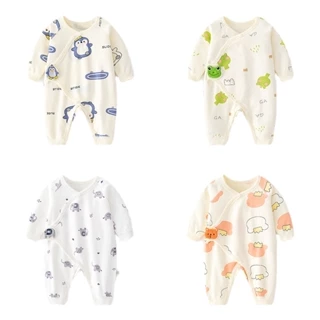 Áo Liền Quần Tay Dài Chất Liệu Cotton Cho Bé Sơ Sinh 0-6 Tháng Tuổi