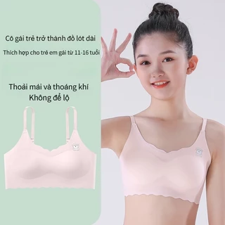 Áo Lót latex Lụa Lạnh Không Có Đệm Cao Su Không Để Lại Dấu Vết Phát Triển Học Sinh Trung Học Cho Bé Gái Lớn