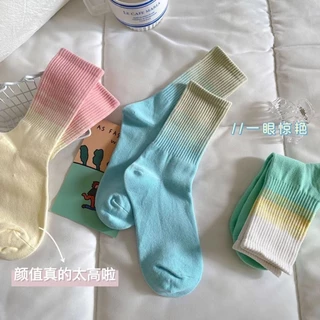 Vớ Cotton Màu Gradient Thời Trang Đường Phố Cá Tính