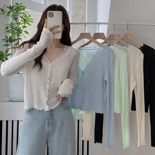 Áo Khoác cardigan Tay Dài Chống Nắng Màu Trơn Thời Trang Cho Nữ