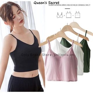 [Queen's Secret] Áo crop top Ngắn Cổ Chữ V Có Đệm Ngực Và Lưng Đẹp