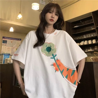 : Oversize t-shirt (40-150kg) nữ cỡ lớn thêu hoa ngắn t-shirt áo thun đa năng loose top