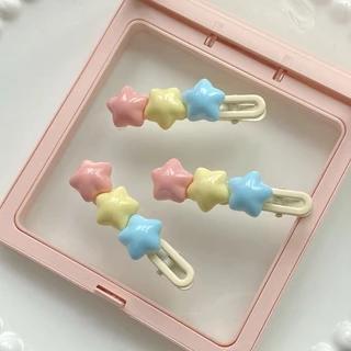 Dễ thương dopamine cream color phù hợp với five-pointed star hair clip duckbill clip