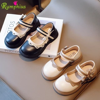 Rumphius bowknot ruffle da giày bệt cho bé gái thời trang đơn giản thoải mái giày trẻ em đế mềm kích thước 23-35