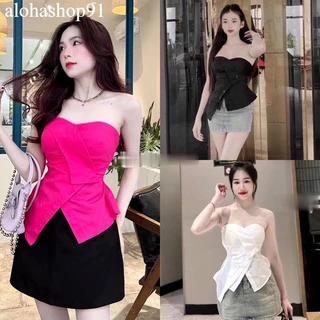 Áo ống cúp ngực (có mút) peplum babydoll xoè vạt chéo - pc alohashop91